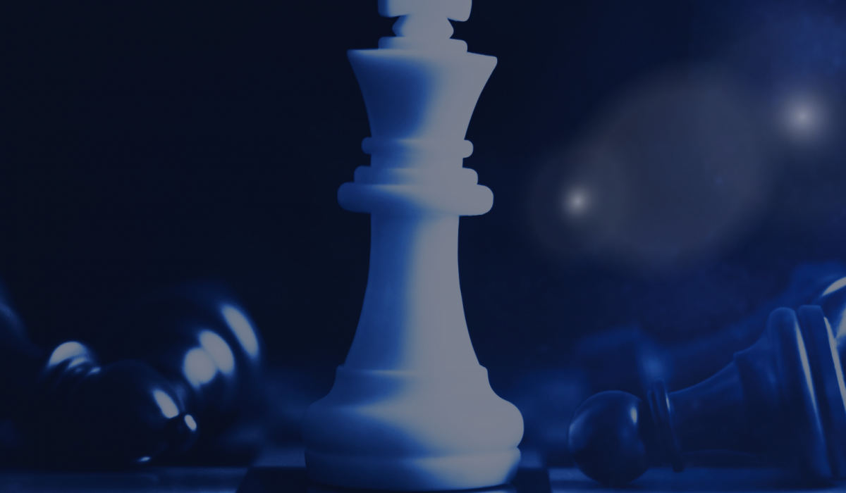 White and Blue Chess Game Poster