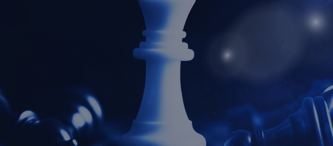 White and Blue Chess Game Poster